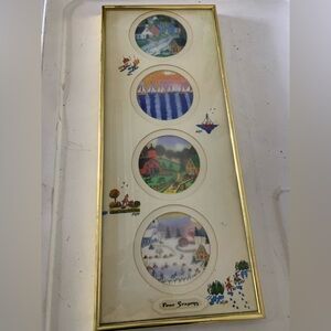 Framed Circular Art Print with Gold Trim